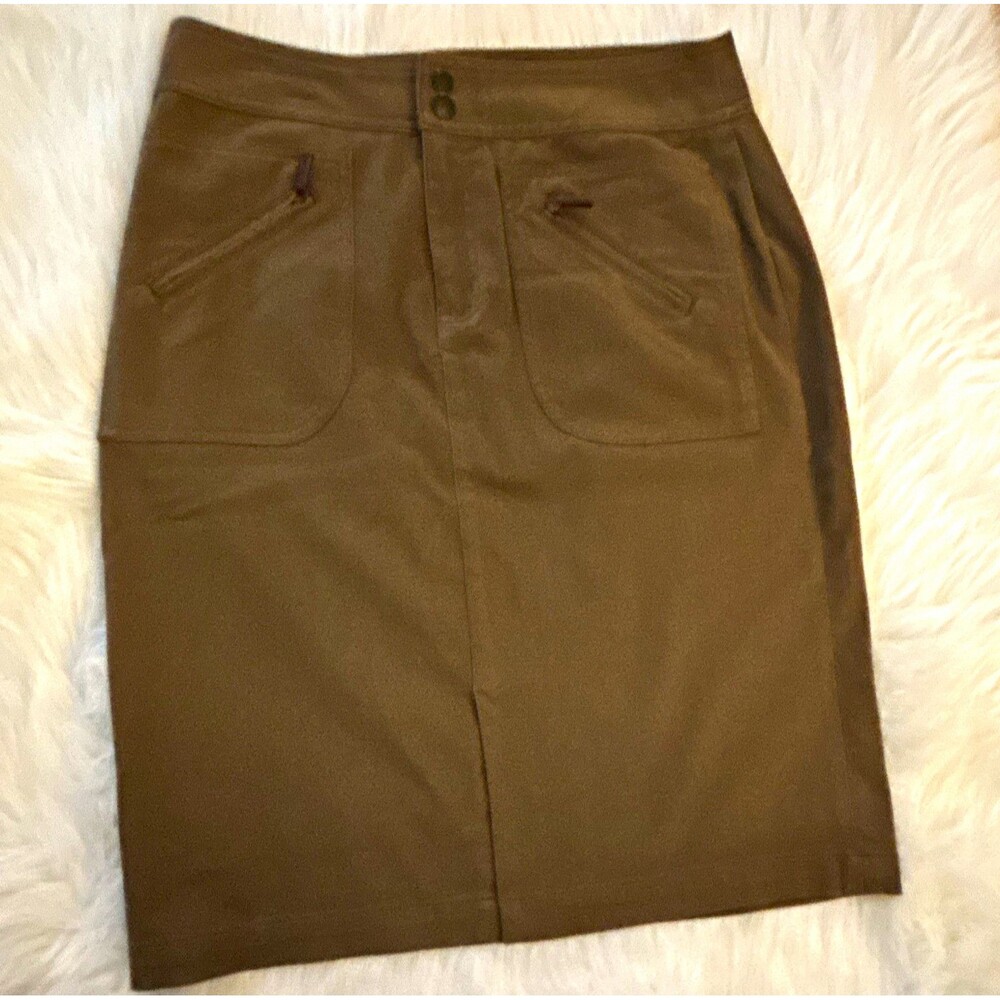 Lauren Ralph Lauren Womens Brown Solid Twill Pencil Knee Skirt 6 Pockets Zip 516